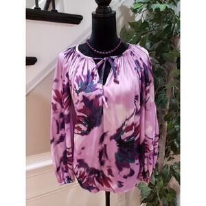 Jennifer Lopez Women's Purple Polyester Round Neck Long Sleeve Top Blouse Size M